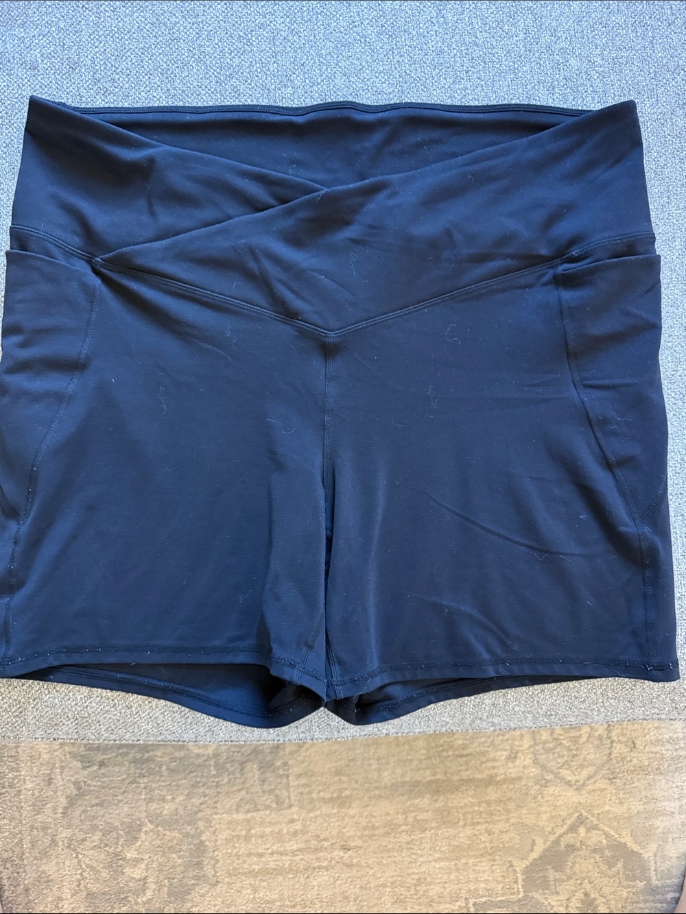 Fabletics Black High-Waist V-Front Athletic Biker Shorts